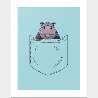 Hippo in a pocket Posters and Art